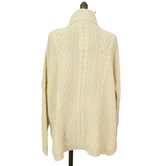 Joseph A Turtleneck Sweater Top M Boxy Cable Knit Oatmeal Heather NEW Tag B90 - Picture 4 of 5